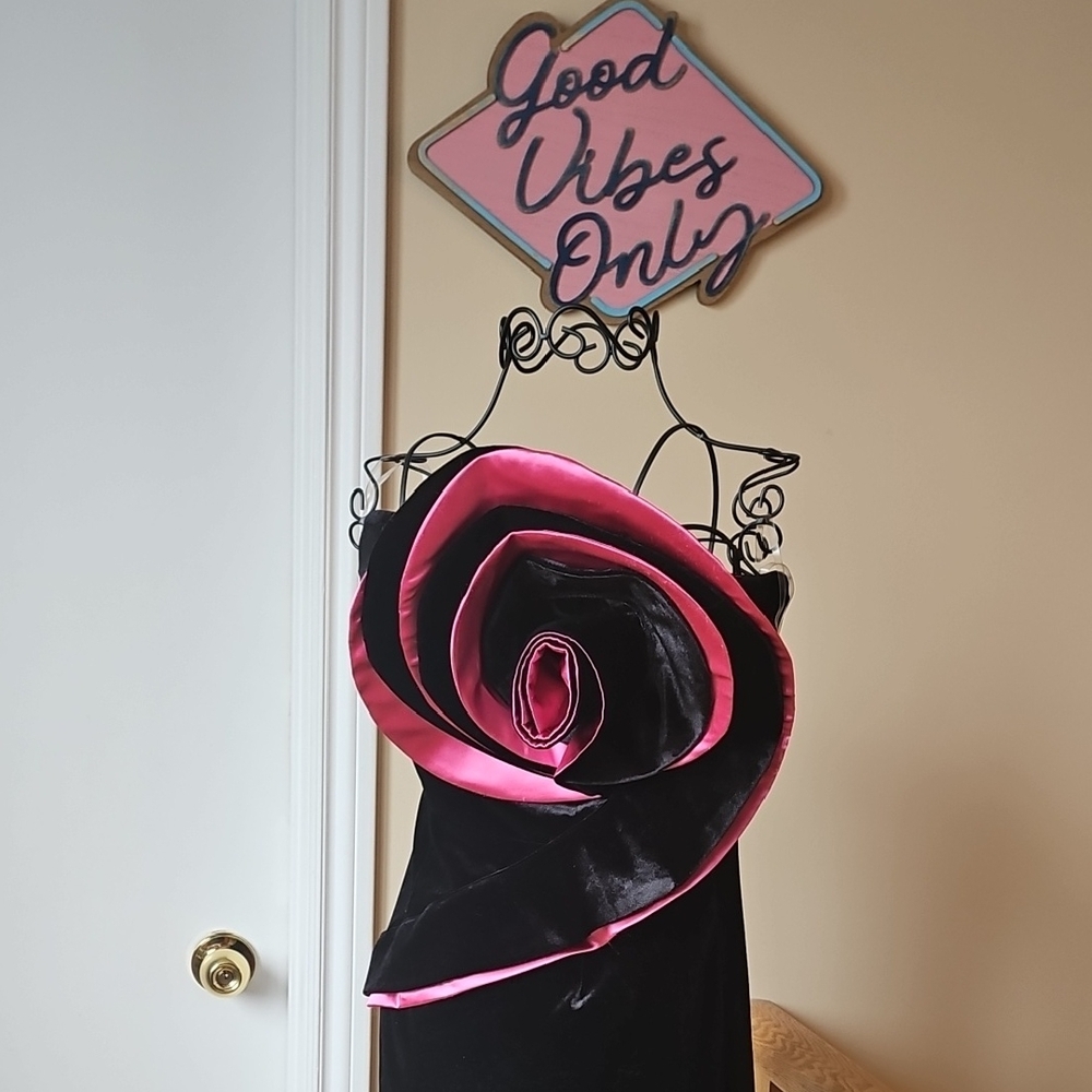 Black and Pink Strapless Dress